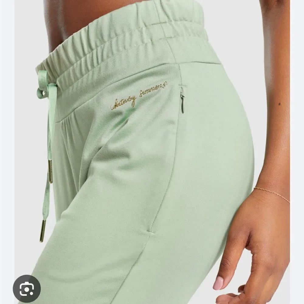 Gymshark x Whitney Simmons High Rise Fitted Joggers Zip Pockets XS Green